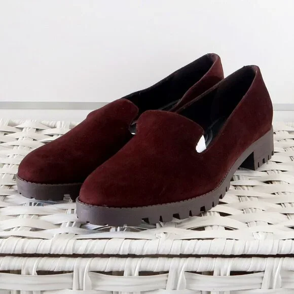 Easy Spirit Brown Suede Leather Lug Sole Low Heel Loafers Slip-on Orthotic Shoes - Picture 4 of 16